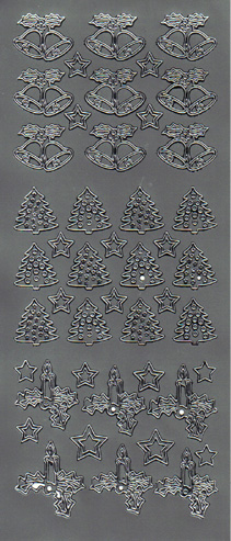 Candles, Trees & Bells ~ Silver Peel Offs